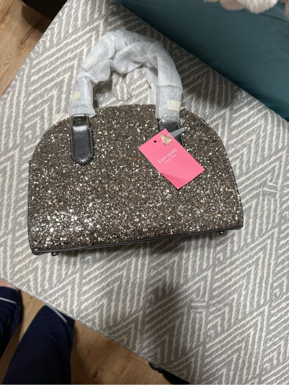 kate spade Silver Glitter Dome Satchel